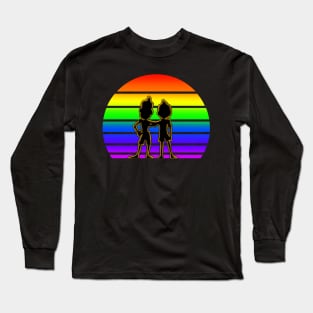 Rainbow Sunset with Luca and Alberto - Cartoon Black Long Sleeve T-Shirt